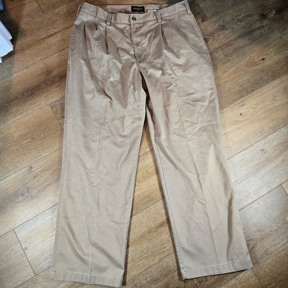 Vintage 90s Eddie Bauer Pants Mens 38x31 Brown Chino Straight Mid Rise Cotton